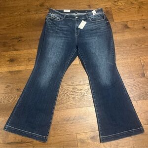 Judy Blue High Rise Waist Dark Wash Trouser Flare Jeans 24W Plus Size NWT